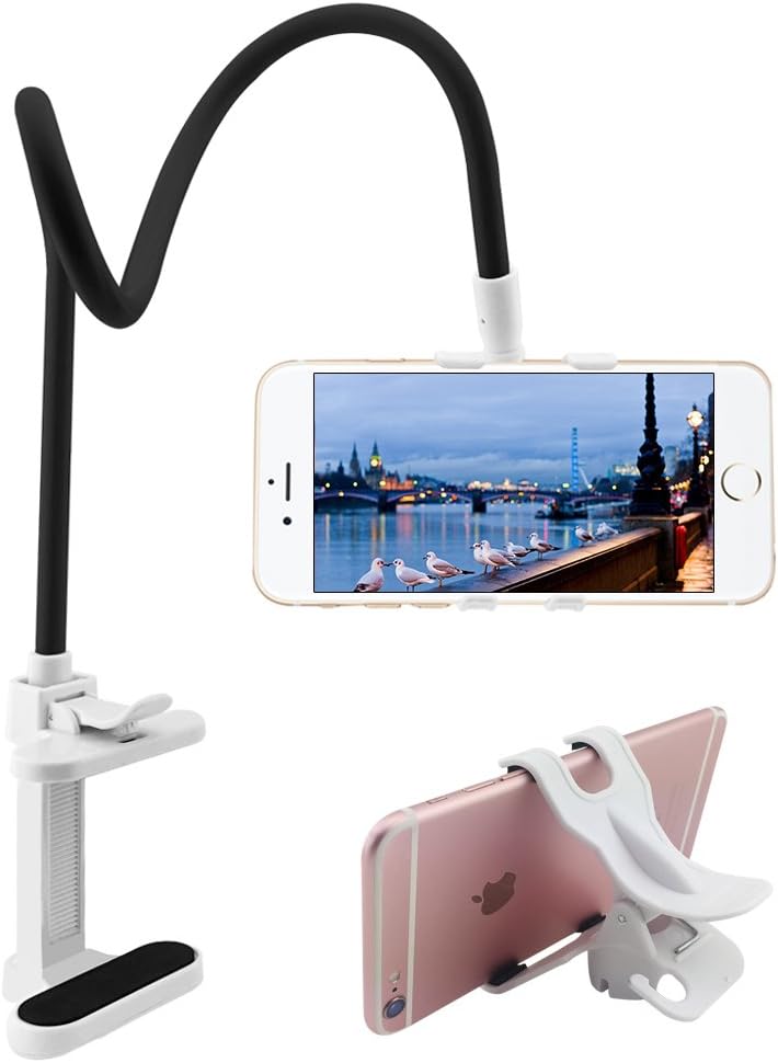 Gooseneck Cell Phone Holder,Flexible Long Arms Cell Phone Clip Holder Stand,360 Degree Full-Angle Universal Lazy Bracket for IPhone,Galaxy, HTC and Other Smartphones (Black)