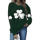Yimoya St Patricks Day Sweatshirt Women Lucky St Patty Day Shirt Long Sleeve St Patricks Graphic Tops