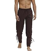 Zhitunemi Viking Pirate Pants Men: Renaissance Costume Men Medieval Pants - Pirate Halloween Costumes & Renaissance Faire