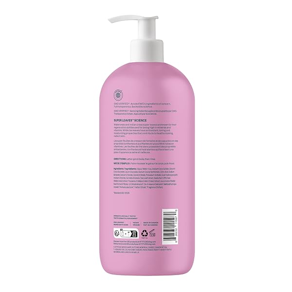 ATTITUDE SOOTHING SHOWER GEL, DERMATOLOGICALLY TESTED, PLANT AND MINERAL-BASED, VEGAN PERSONAL CARE PRODUCTS, WHITE TEA LEAVES, 32 FL OZ
