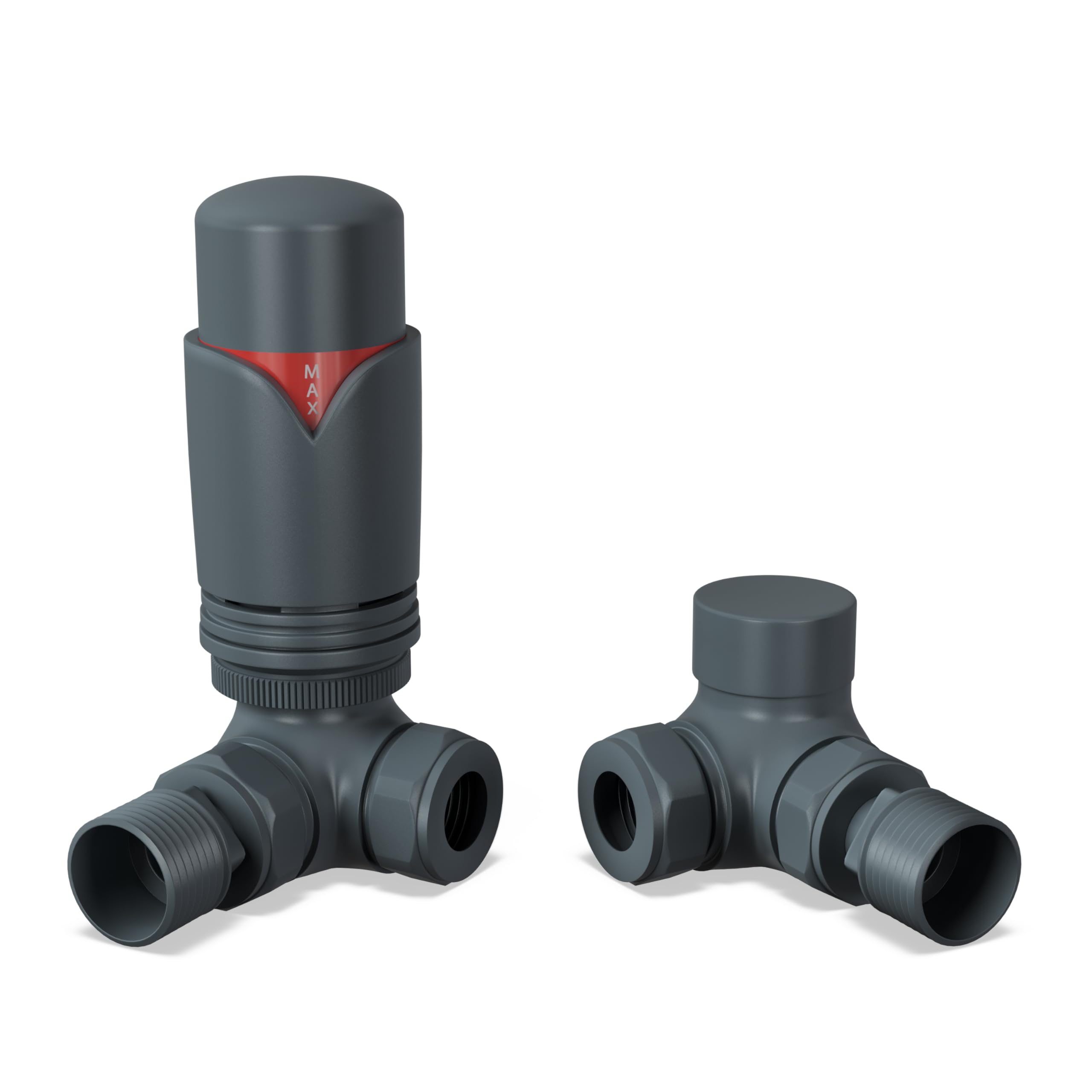 UK Radiators Thermostatic Radiator Valve (TRV) - 15mm Corner Lockshield - Anthracite Grey Colour - Energy Saving 1/2" x 15mm Brass Corner Valve