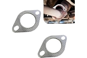 DACIRTY 2 PCS Exhaust Gasket, 2 Bolt 2.5" Flange Interface Sealing Gasket, High Temperature Resistant Muffler Gasket with Flange Hexagonal Head Bolts and Nuts, for Most Cars Trucks (Silver)