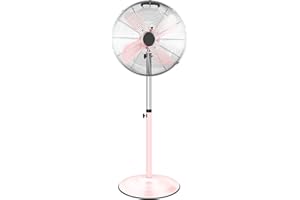 InfiniPower 16 Inch High Velocity Stand Fan, Adjustable Heights, 75°Oscillating, Low Noise, Quality Made Fan 3 Settings Speeds, Heavy Duty Metal for Industrial, Commercial, Residential, Color: Pink
