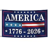 America 250th Anniversary Flag 3x5 Feet 1776-2026 Anniversary Patriotic Banner with 2 Brass Grommets for Living Room, Patio, Celebration Outdoor Decorations (ABA-01)