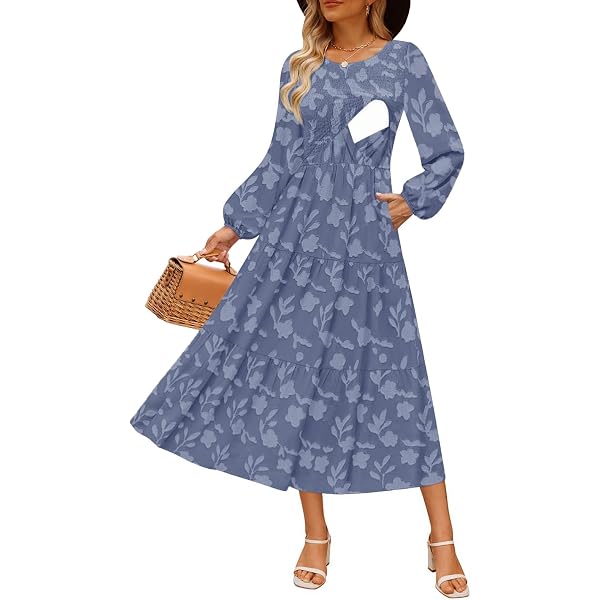 CzzzyL Mother Nursing Casual Dresses for Women Long Sleeve Maternity Cotton  Round Neck Front Pleated Ruffle A Line Sundresses with  Pockets(Coffee,Small) at Amazon Women's Clothing store