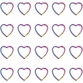 SUNNYCLUE 1 Box 20Pcs Heart Shape Keyring Color Split Key Rings Bulk Metal Iron Rainbow Colorful Plated Hearts Keys Connector Jump Ring for Home Car Keychain Making Jewelry DIY Leather Craft Supplies
