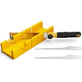 GARTOL 4-Piece Miter Box and Japanese Pull Saw Set, Mini Hand Saw with 3 Replaceable Blades, Precise 45&deg;/90&deg; Angle Cutting Tool for Baseboard, Trim, Picture Frames &amp; DIY Woodworking