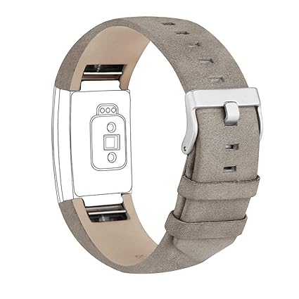 Goosehill Armband für Fitbit Charge 2, echtes Lederarmband Erstatzband für Fitbit Charge 2 Unisex Fitness Armband