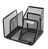 EasyPAG Mesh Desk Accessories Organizer Sticky Note Pad Holder 2 Upright Letter Sorter ,Black