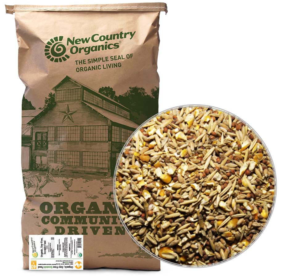 Photo 1 of New Country Organics | Chicken Feed | Scratch Feed for Adult Poultry | Soy-Free | 9% Protein | Certified Organic and Non-GMO | 40 lbs