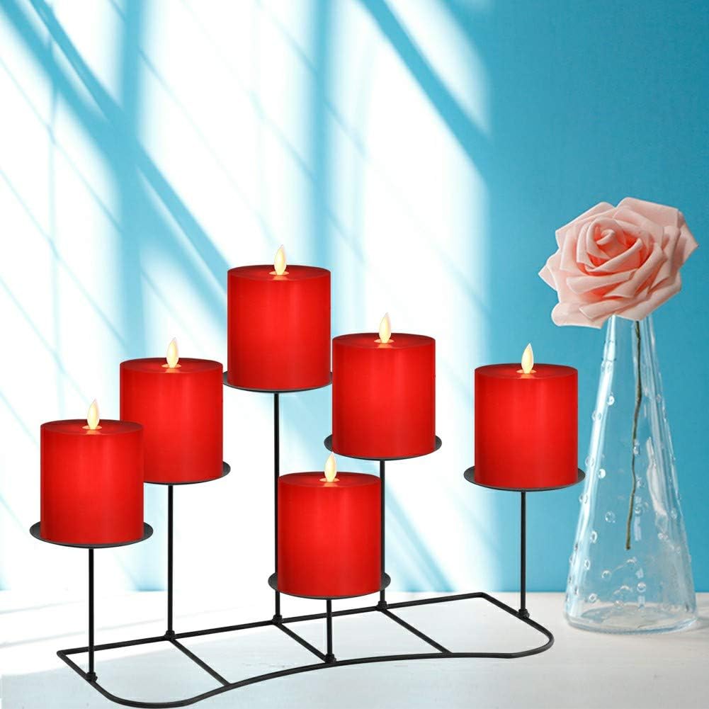 smtyle DIY 6 Fireplace Candle Candelabra Candleholder Mantle Decor for Flameless or Wax Pillar Candles Stand with Black Iron Decoration on Desk or Floor: Home & Kitchen