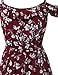 Summer Ruffle Off-Shoulder Strap Floral Print Romper Jumpsuit Burgundy Size S