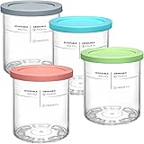SLLFLY Replacement Pints and Lids for Ninja NC501 NC500 Series Creami Deluxe 4 Pack - Compatible with Ninja Creami Deluxe Ice