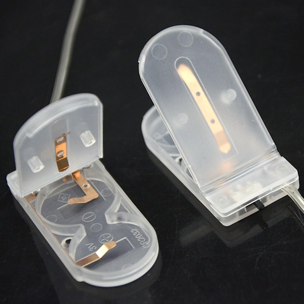 WMYCONGCONG 15 Pcs 2X 3V CR2032 Battery Holder Coin Button Cell Battery Holder Case with ON/Off Switch Lead Wire Type (Clear) - Image 4