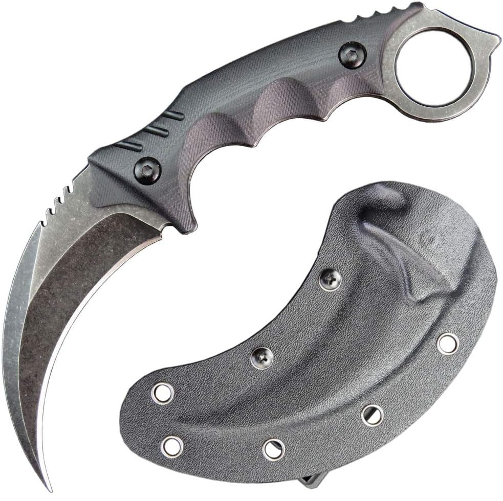 Photo 1 of Gtkii Gtk111 Claw Knife, D2 Steel Blade, Non-Slip G10 Handle, Kydex Sheath, Razor Sharp, Outdoor Camping, Hunting, EDC Tool (Black)
