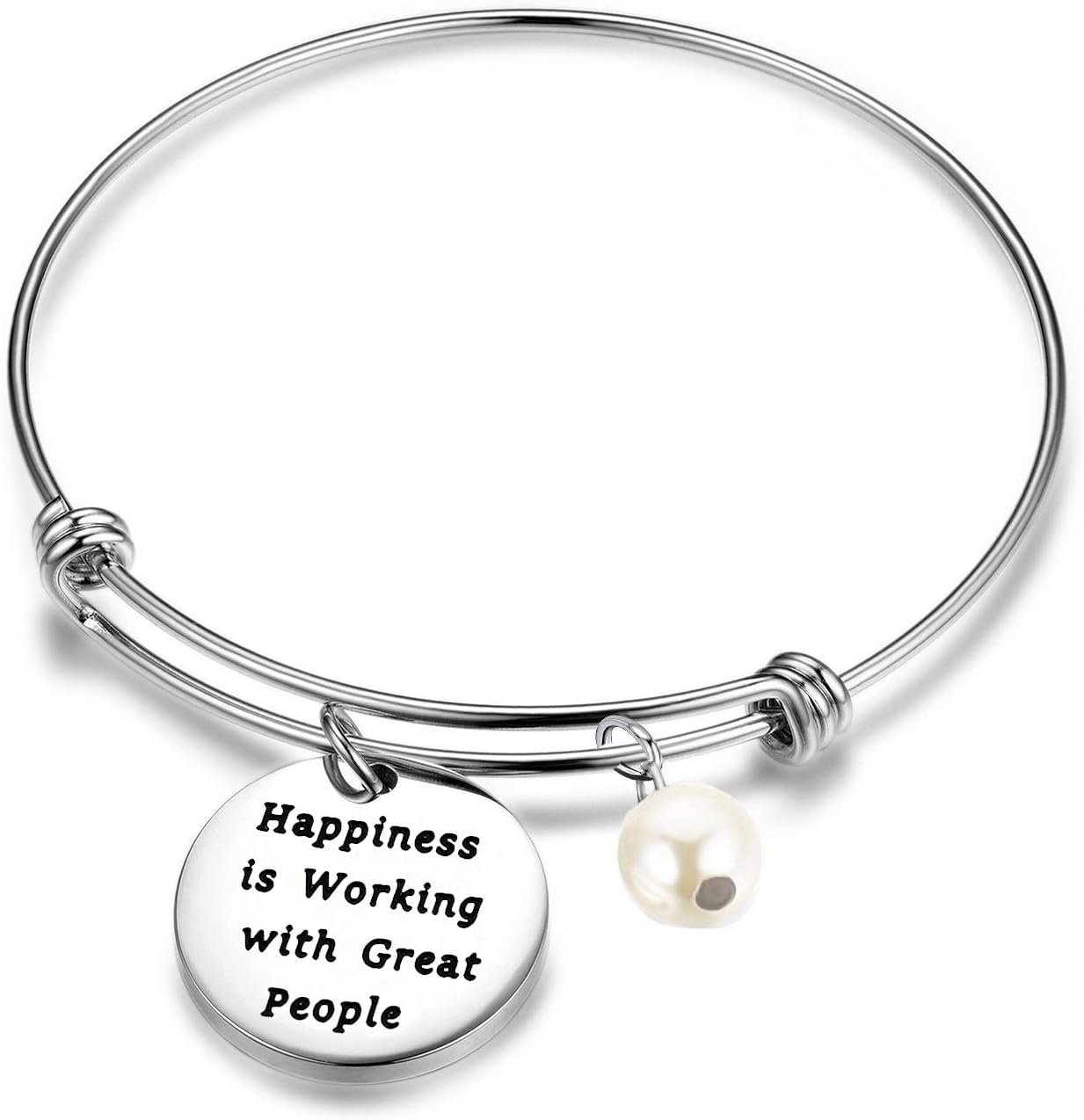 TGBJE Happiness is Working with Great People Keychain Coworkers Gift Hand Stamped Keychain for Colleague Boss (Happiness Bangle)