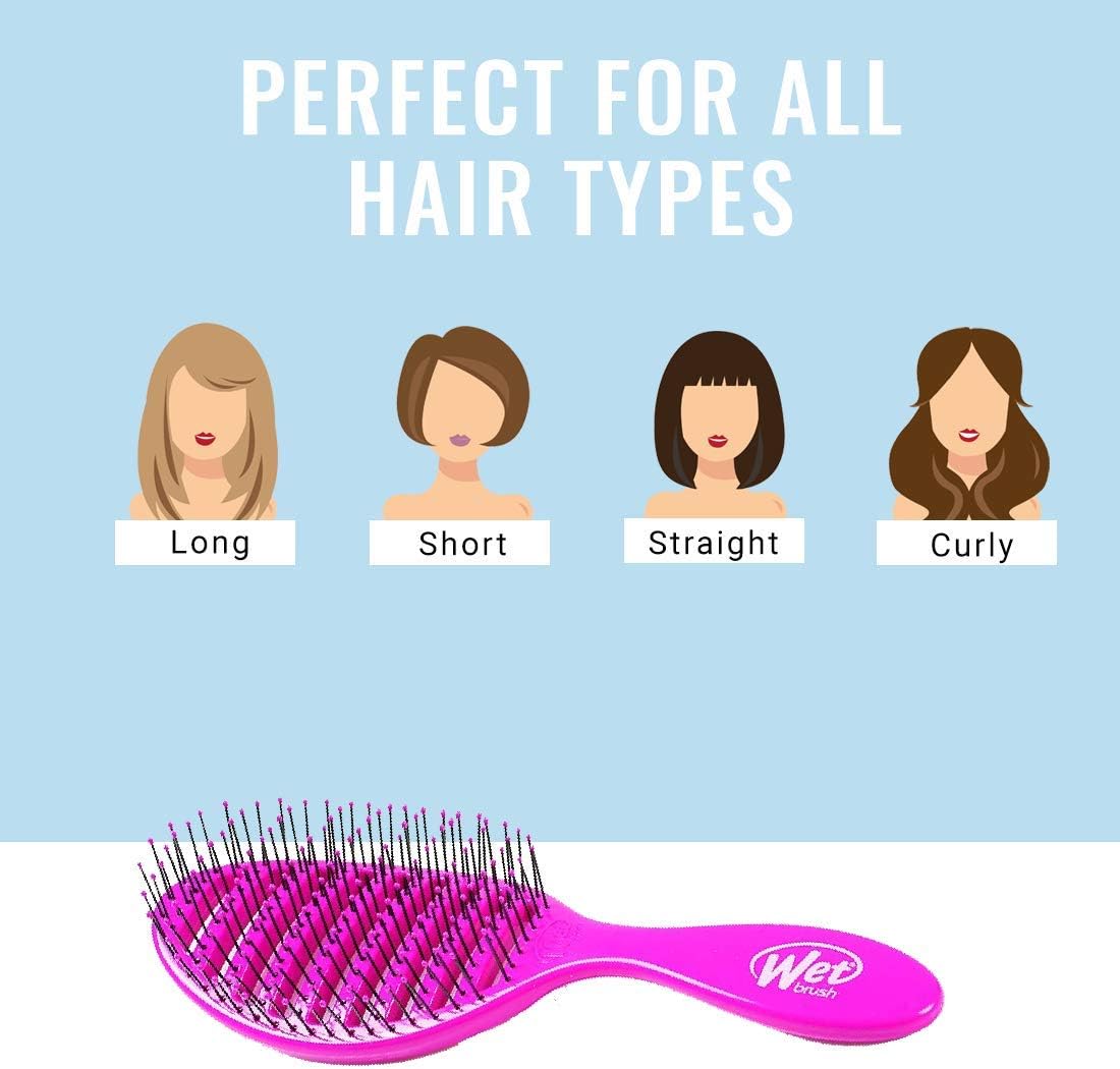 Wet Brush Speed Dry Detangler (Pink)- Ergonomic, Heat Flex Bristles, Blow Dry, Detangling Knots - Image 4