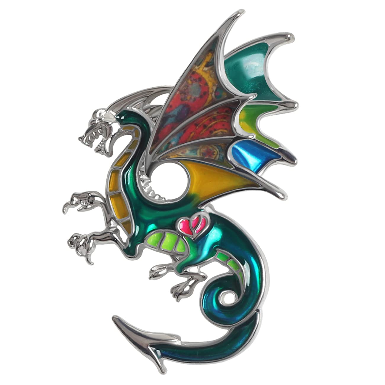 BONSNY Enamel Alloy Fantasy Dragon Brooch Dinosaur Pins Jewellery for Women Girls Scarf Clothing Accessories Gift (Greenness)