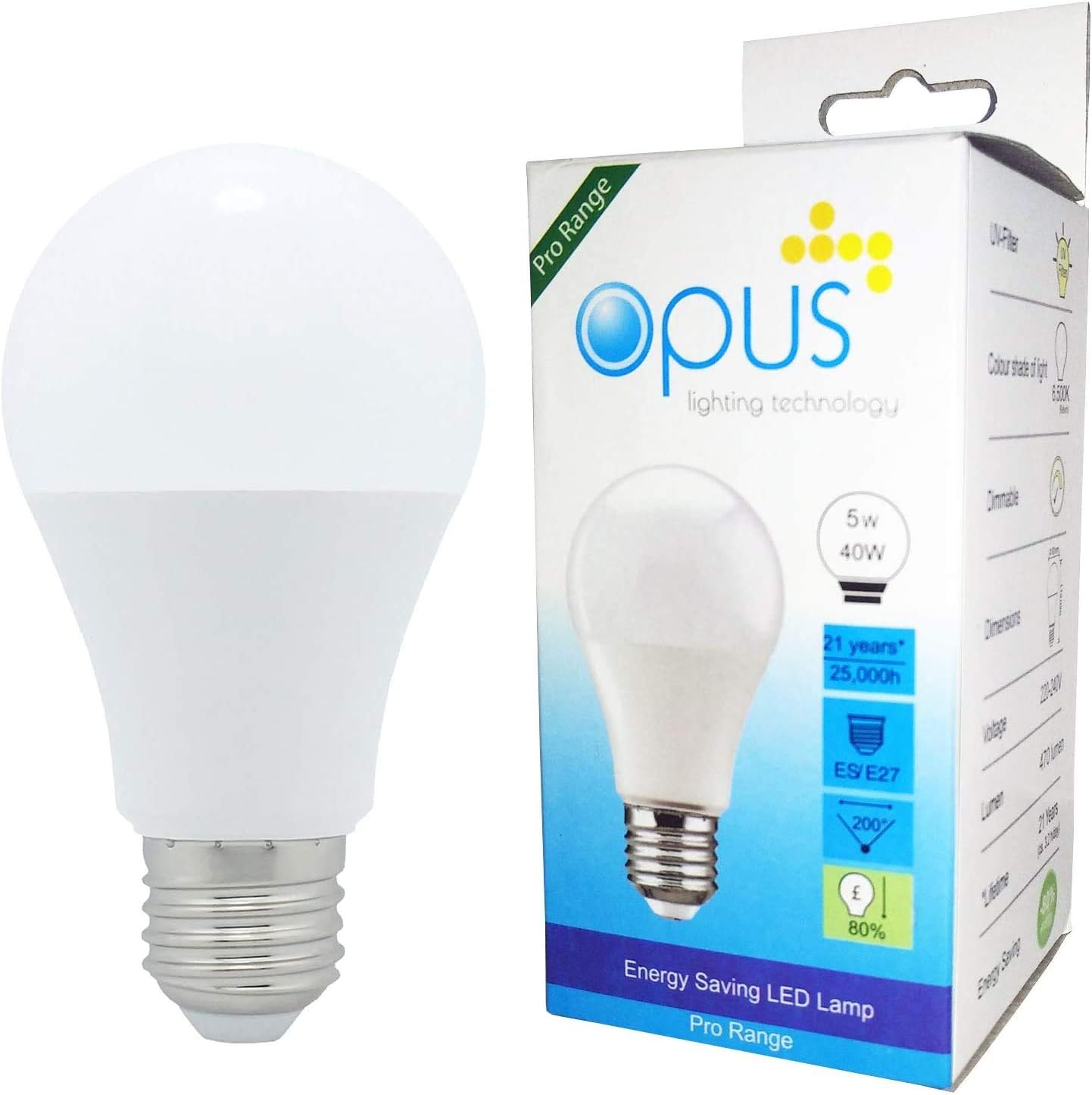 Opus Lighting Technology LED Light Bulb, 5 W, Daylight