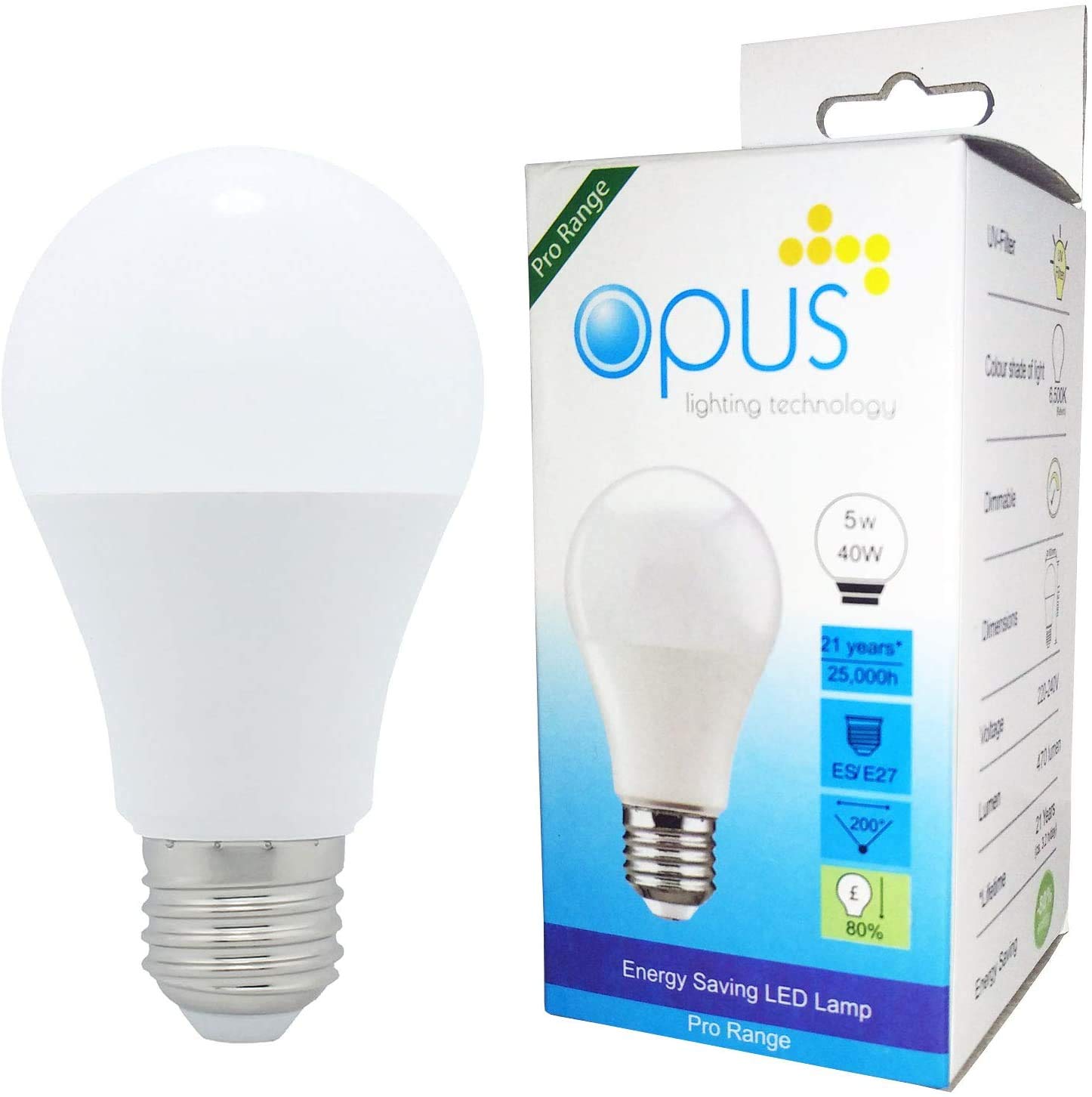 Opus Lighting Technology LED Light Bulb, 5 W, Daylight