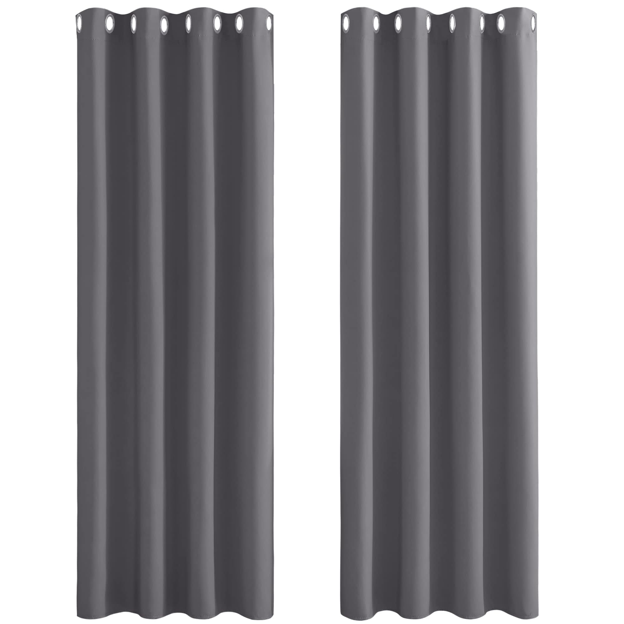 PONY DANCE Grey Blackout Curtains 72 Inch Drop for Living Room, Eyelet Thermal Energy Saving & Light Darkening Curtains for Bedroom, Window Treatment for Bedroom, W46 X L72, Gray — image 1