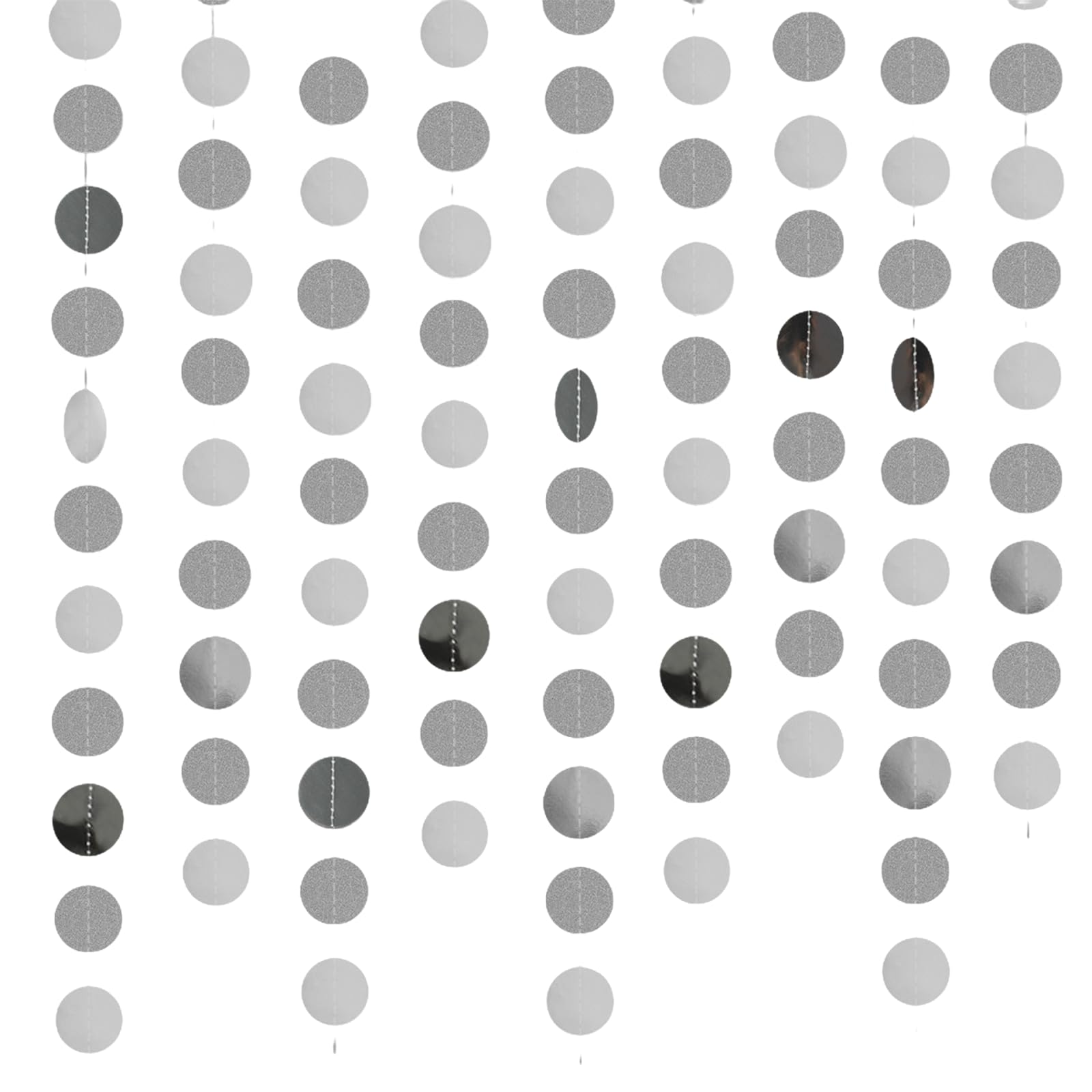 Paper Garland Glitter Round Banner, 4 Pieces Colorful Glitter Paper Circle Dots Banner For Birthday Party, Wedding, Christmas Party Deco Supplies (Silvery)