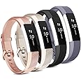 Tobfit 4 Pack Bands Compatible with Fitbit Alta/Alta HR Bands, Soft Sport Silicone Replacement Wristbands for Women Men (Large, Black/Champagne Gold/Rose Gold/Gray)