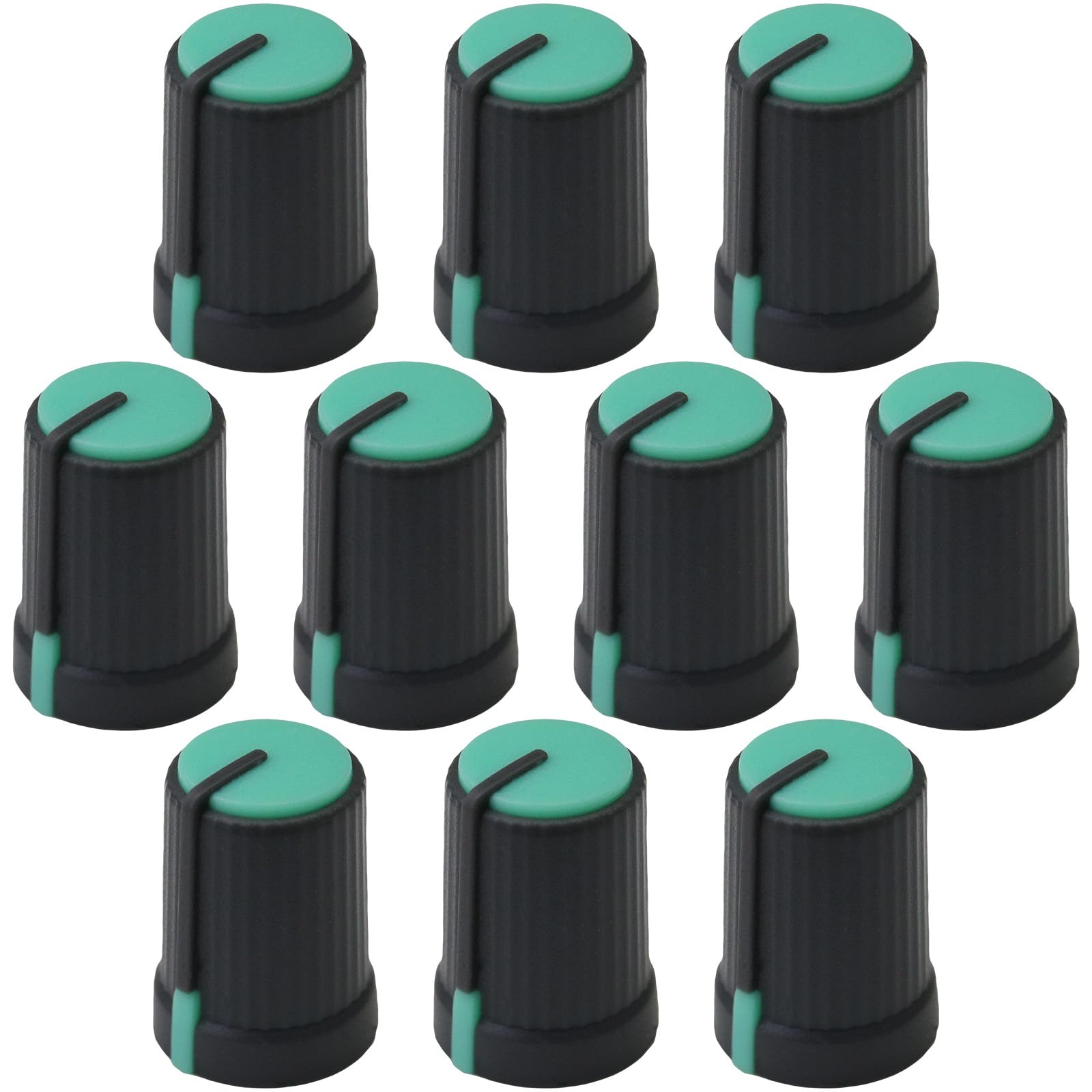 6m D-Shaft Hole Grey Body Colour Cap Mixer Control Knobs Pack of 10 (Green/Dark Grey)