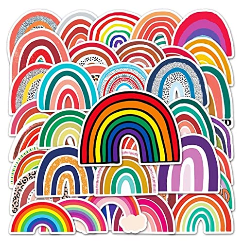 Colourful Rainbow Die Cut Stickers Decals for Laptops Phones Phone Case Consoles Walls Luggage Case Books (50 Stickers)