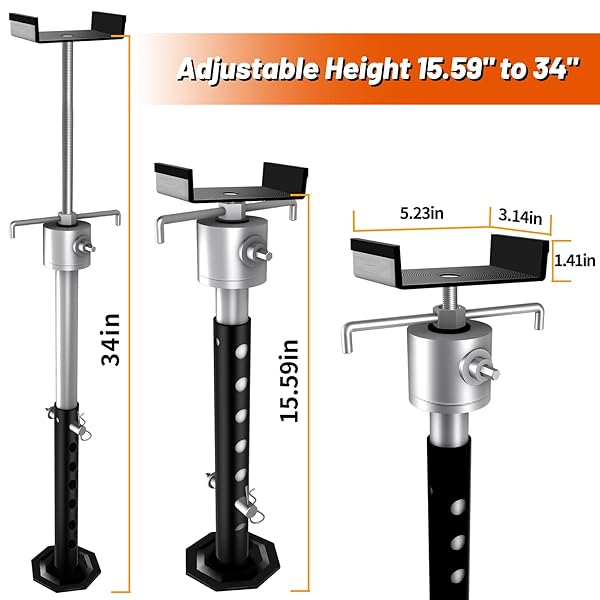 BUYGOE RV SLIDE OUT SUPPORT JACKS, HEAVY DUTY QUICK LIFT SLIDE OUT STABILIZER UP TO 5000 LBS CAPACITY EACH,SET OF 2 TRAVEL TRAILER STABILIZERS FOR TRAVEL CAMPER RV HEIGHT ADJUSTABLE FROM 16″ TO 34″