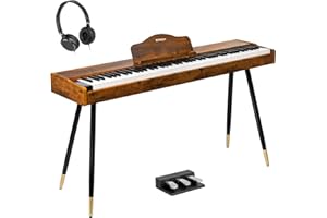 STRICH Digital Piano 88 Keys, Hammer-Action Weighted Keyboard, Full size Electric Piano Keyboard with Stand, 25Wx2 Speakers, Supports USB-MIDI/Wireless Connecting SDP-300S(Furniture Style)