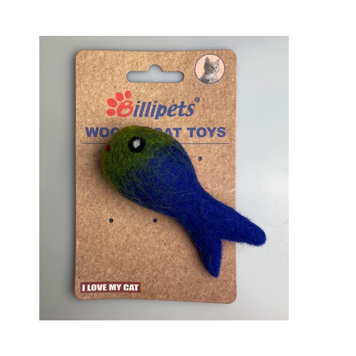 Billipets 9cm Wool Smiling Fish Cat Toys (Blue)