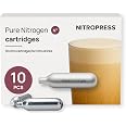 NitroPress 10 Pack Pure Nitrogen Cartridges for Original NitroPress | Food-Grade N₂ Chargers for Nitro Coffee, Cocktails, Tea