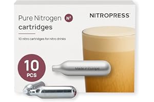 HATFIELDS LONDON NitroPress Pure N₂ Nitrogen Cartridges - Food-Grade Nitrogen Chargers for Nitro Cold Brew Coffee, Cocktails, Tea, Matcha | Use with Original NitroPress or Cream Whipper | 10, 20, 30, 40 or 360 Pack