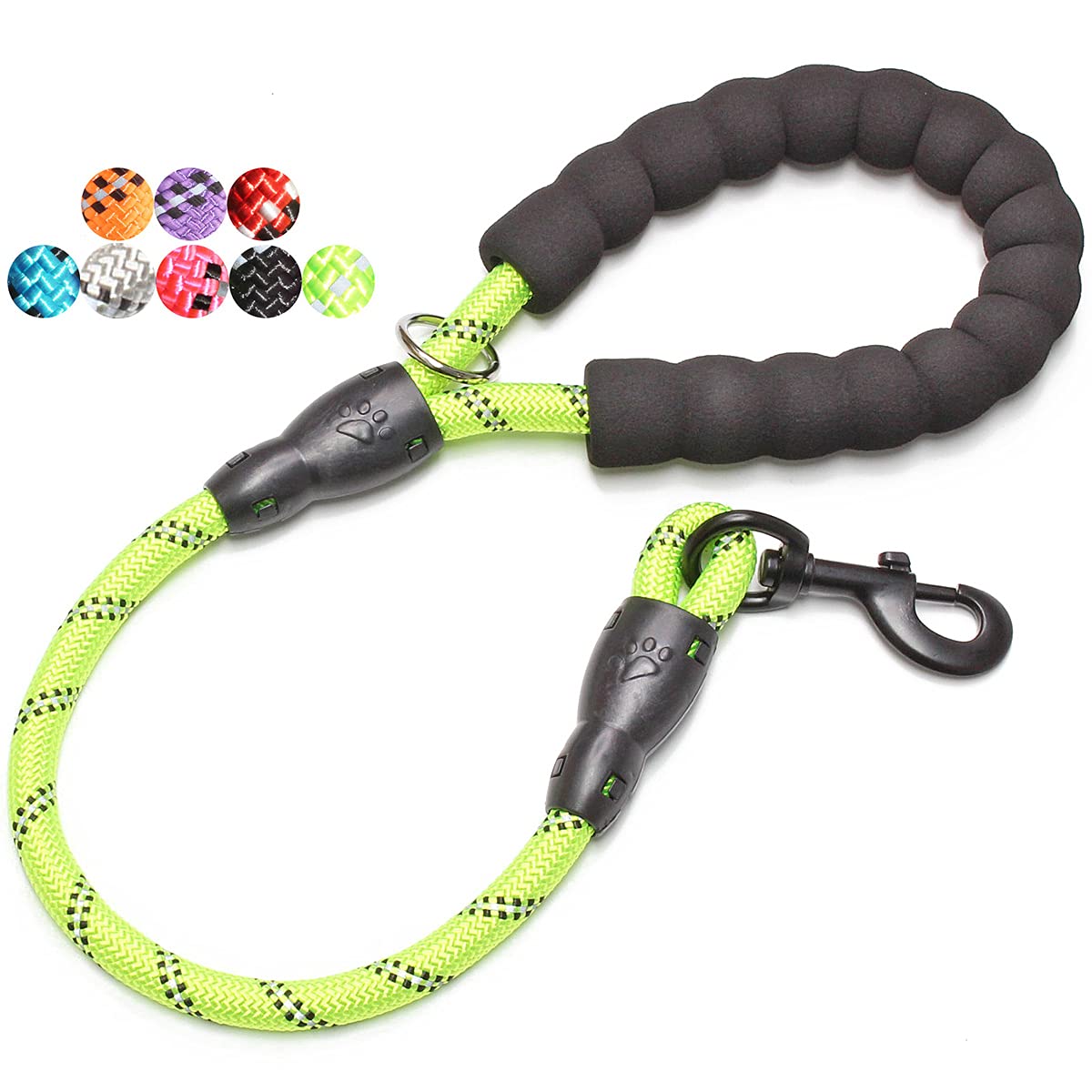 BAAPET 2/4/5/6 FT Dog Leash with Comfortable Padded Handle and Highly Reflective Threads for Small Medium and Large Dogs (2FT-1/2'', Green)