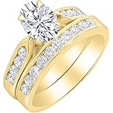 Houston Diamond District 1 to 6 Carat Oval Shape LAB GROWN Diamond Wedding Bridal Set (AAAA Heirloom Quality)