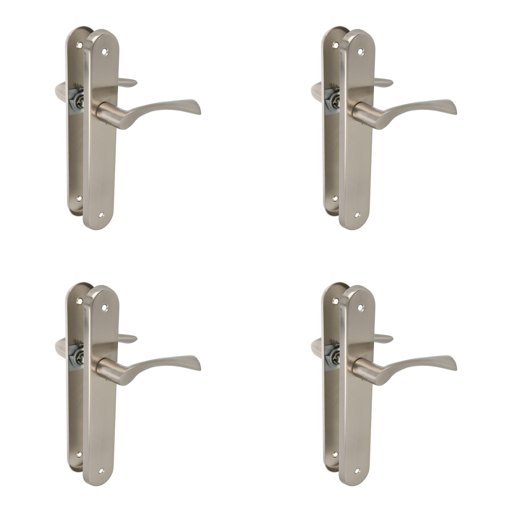 Amig - Set of 2 Silver Oval Steel Plate and Zamak Handle with Matt Chrome Finish for Interior Doors - 237 x 40 mm · Crank Handle 120 mm | Includes Screws