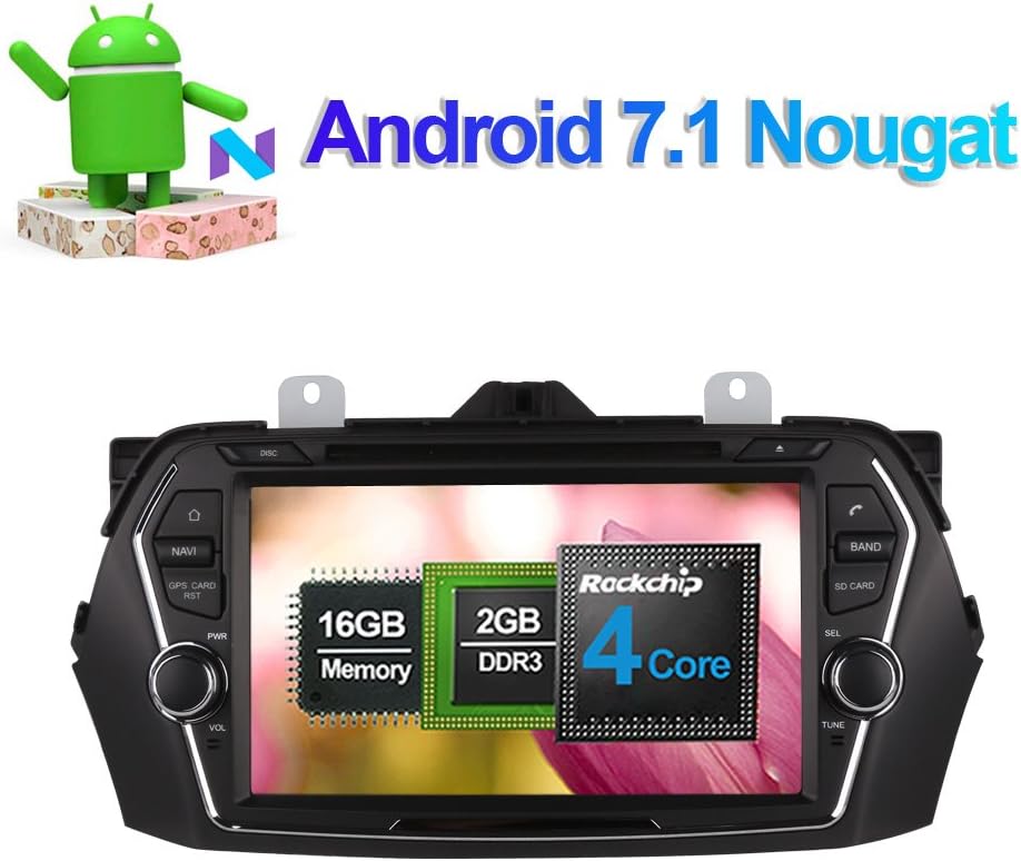 Flynavigo 8 Inch Android 7.1 Quad Core Car Stereo CD DVD Player In Dash Car Radio Head Unit with Bluetooth GPS Navigation for Suzuki Ciaz Alivio 2014- Support FM AM Mirror Link WIFI/3G 1080P Video USB