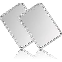 Stainless Steel Baking Sheet Set of 2, Deedro Cookie Sheet Metal Baking Pan Oven Tray, Non Toxic & Heavy Duty, Rust Free & Mi