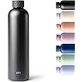 KIVY Insulated 32oz Leak Proof BPA-Free Metal Bottle - Slim, Screw Top, Black