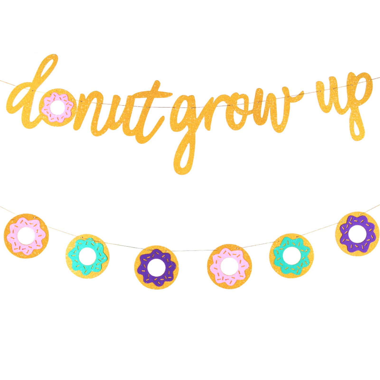 Glitter Donut Banners Donut Grow Up Banner Donut Party Garland Glitter Donut Grow Up Banner Grow Up Backgound String Happy Birthday Party Supplies Wall Decorations