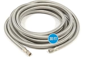HIPPOHOSE LONG Refrigerator Hose (30 FT) - Universal Fit to ALL Refrigerator Brands - Icemaker Water Supply Line - ¼” x ¼” Connections - Refrigerator Supply Hose for Ice & Water