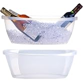 AiSmRu 2 Pack Large Ice Buckets for Parties, 5L Oval Plastic Champagne Wine Cooler Beer Chiller Bucket Beverage Tub for Mimosa Bruch Cocktail Bar Supplies Indoor Outdoor Wedding Party