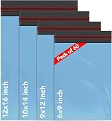 ISOUL 60 Mixed Size Blue Mailing Bags Self Seal Waterproof 4 Size