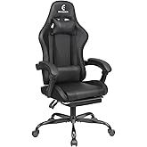 ErgoDesign Gaming Chair with Linkage Armrest & Footrest, High Back Video Gaming Chair, Black
