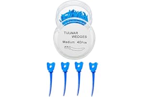 Windplusya 40pcs Dental Wedges Plastic, Dental Sectional Matrix System Wedge Refill Tulwar Wedges with Holes.(M)