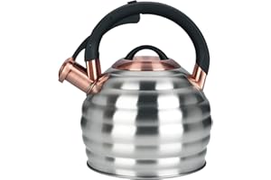 LAZNEYRU Tea Kettle for Stove Top Whistling Teapot, 3.2Q Tea Pot Stainless Steel Teakettle with Heat Proof Ergonomic Handle