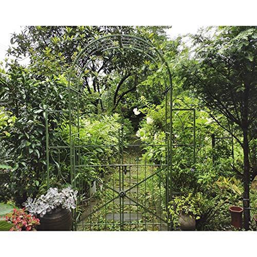LBSY Rosenbogen aus Metall, mit Doppeltür, 218 cm Hoch Und 105 cm Breit, Gartenlaube für Verschiedene Kletterpflanzen… – Bild 4