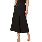 Adrianna Papell Womens Textured Wide Leg Pull on Pant W/Slit Pockets
