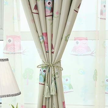 Amazon Com Etry Cartoon Owl Sheer Curtains Rod Pocket Voile Tulle